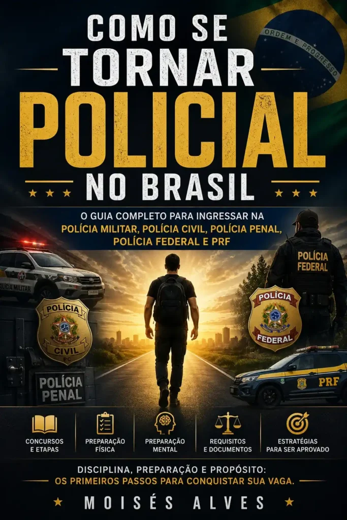 Como se Tornar Policial no Brasil: novo eBook apresenta guia para concursos da PM, Polícia Civil, PF, PRF e Polícia Penal 2 Como se Tornar Policial no Brasil CAPA